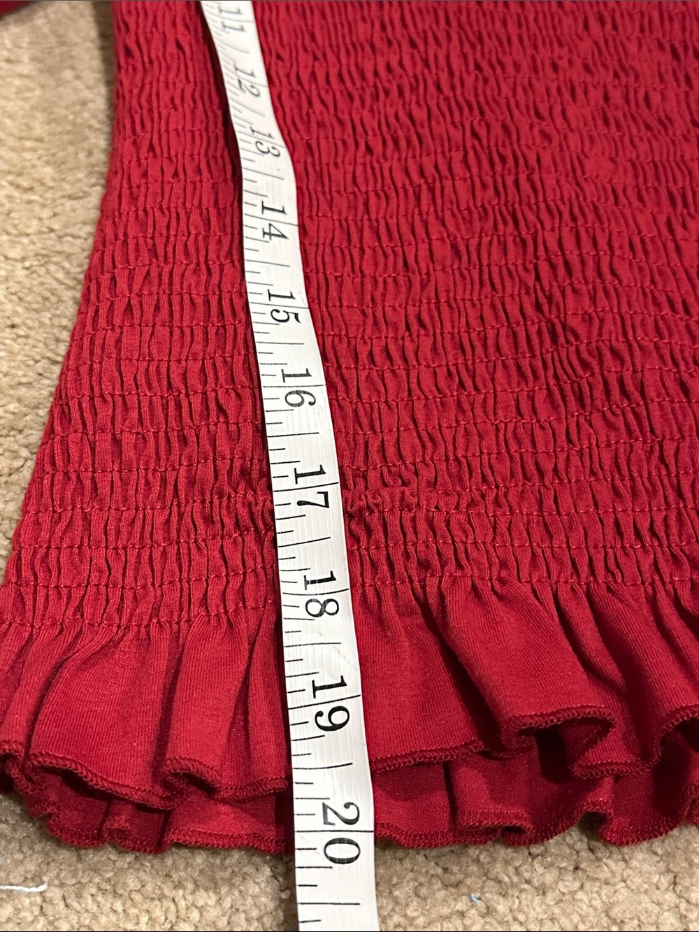 Smocked Puff-Sleeve Women's Top in Red - Picture 4 of 6